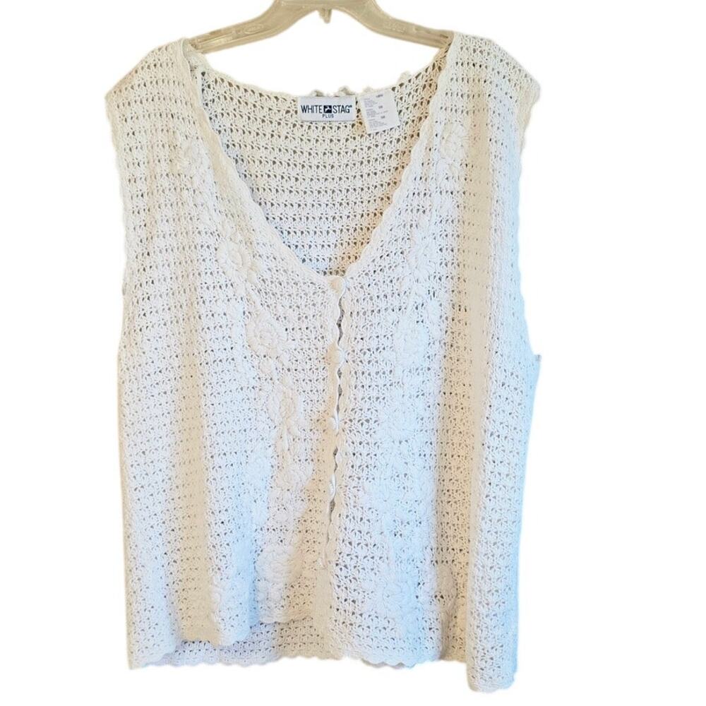 White Stag knit floral vest cardigan size 18w grannycore cottagecore